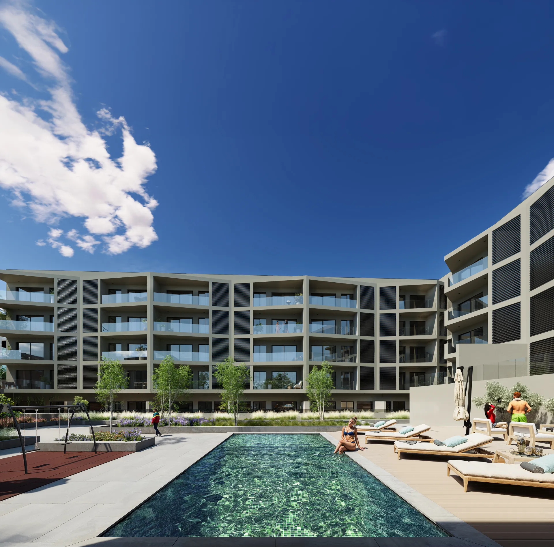 Piscina e jardins